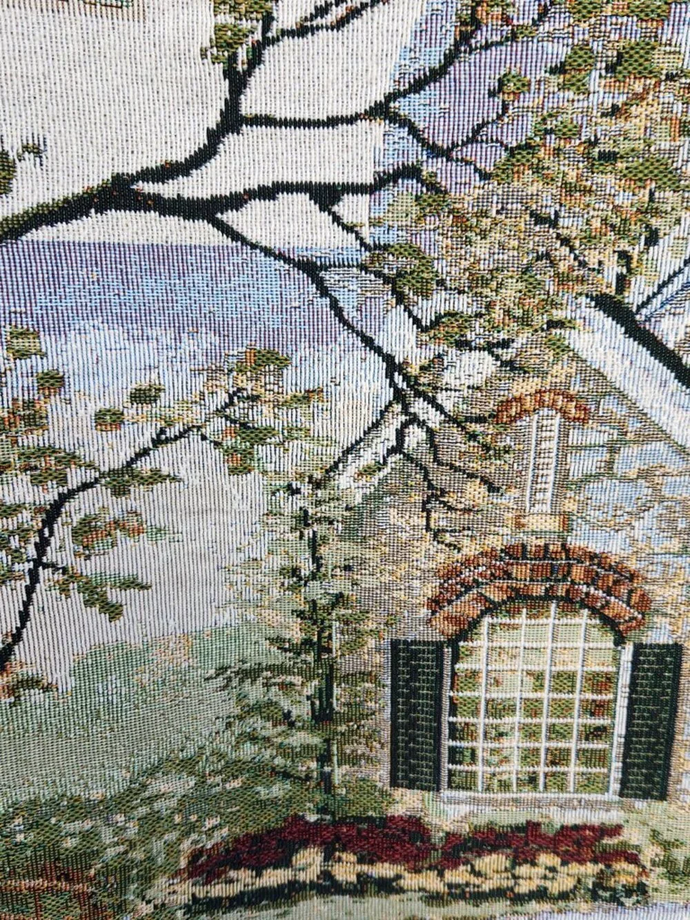 VTG Tapestry Wall Hanging Cottage Scene 1996 D. Morgan 28
